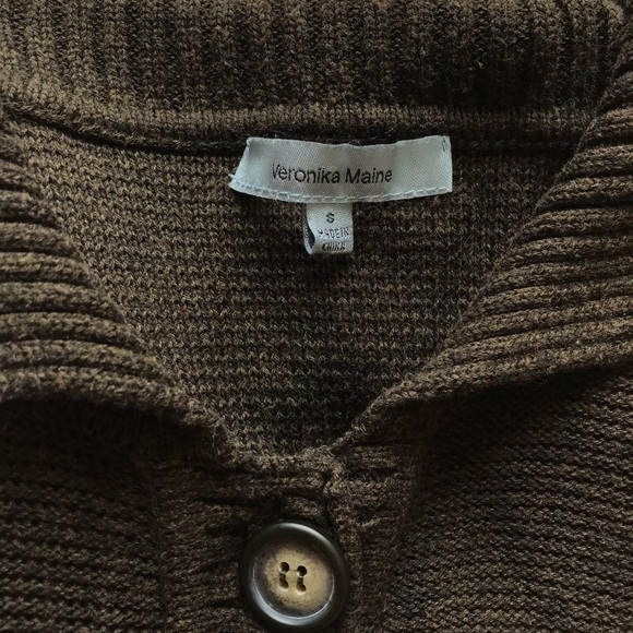 Veronika Maine Sml Olive Green Collared Cardi Knit - Picture 9 of 13
